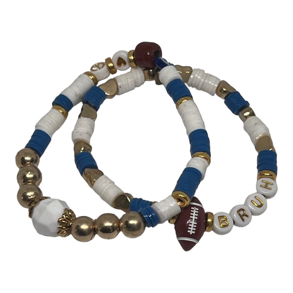 Football Fan Sporty Clay Heishi Beads Stretch Handmade Friendship Bracelets